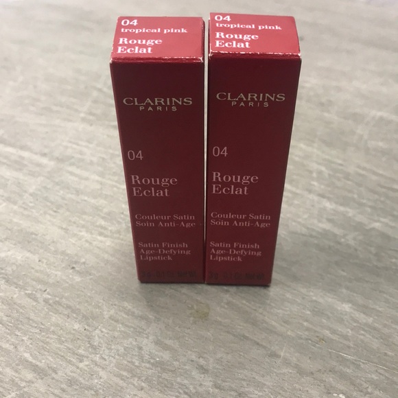 Clarins Rouge Eclat Satin Finish Age Defying Lipstick #4 Tropical Pink - Picture 2 of 5